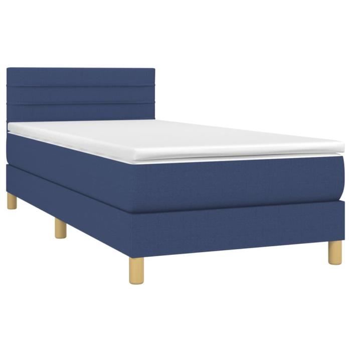 3140655 vidaXL Lit à sommier tapissier avec matelas Bleu 80x200 cm Tissu