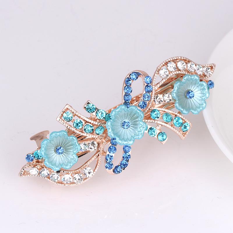 Colorful Pearl & Rhinestone Flower Bow Hair Clip