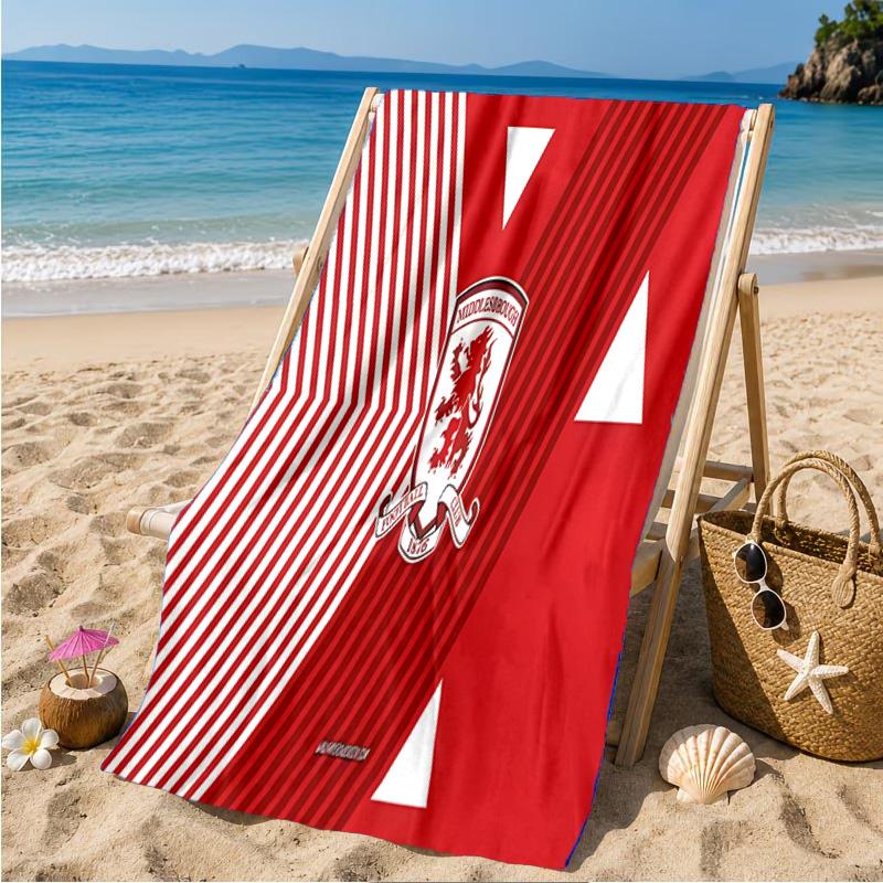 Asciugamano da Spiaggia con Stemma del Middlesbrough Football Club, Asciugamano da Spiaggia in Microfibra, Leggero e Asciugatura Rapida, per Viaggi Estivi, Piscina, Regalo di Compleanno per Fan