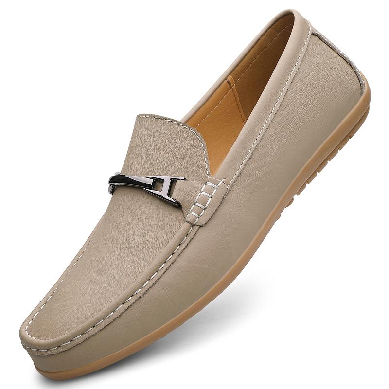 Fashion Handmade Moccasins Genuine Leather Loafers for Men Simple Business Male Walking Shoes Slip-On Flats Fashion Design Casual Shoes
