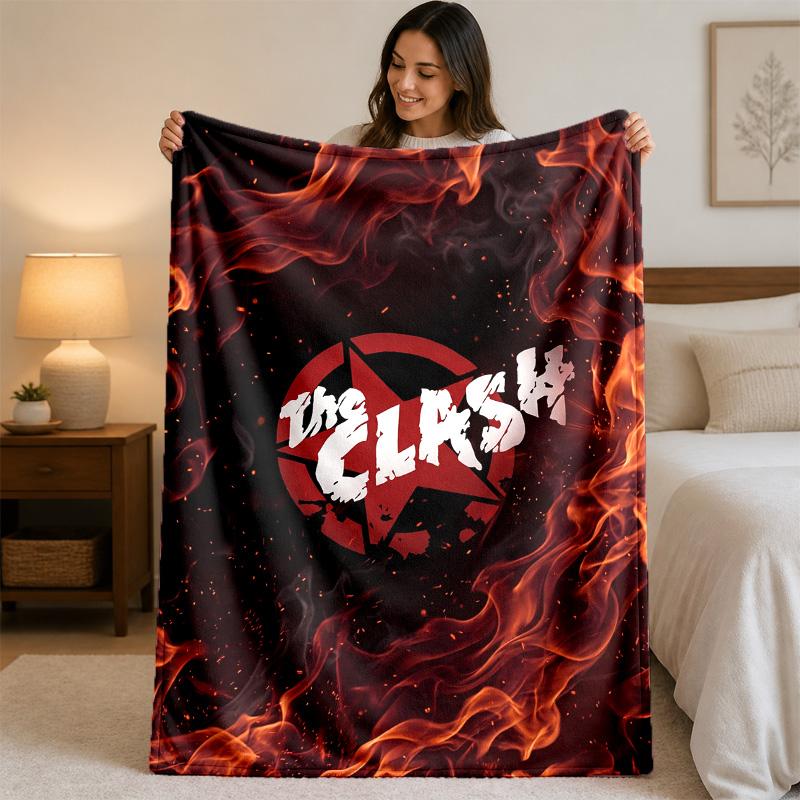 The Clash Print Flannel Blanket Cozy Lightweight Plush Throw Blanket For Bed Sofa Household Use