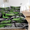 3pcs Drift Car Anime Cartoon Design Comforter Set with One Quilt Cover and Two Pillowcases (No Core) - Home Decor, Festival Gift, Polyester Fabric, Su