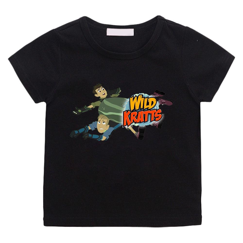 

Wild Kratts Creature Cartoon T-shirt High Quality Anime Print 100%Cotton Casual Tees Boys Girls Round Neck Children Clothing 100 чёрный
