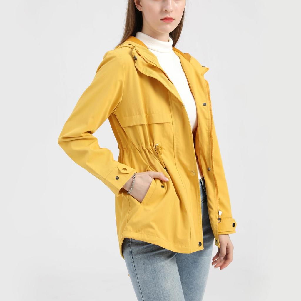 Giacca impermeabile da donna Trench da escursionismo Giacca a vento da esterno Leggero Classico con cappuccio Antivento Leggero Cappotto antipioggia Capispalla sottile Abbigliamento antipioggia