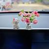 Auto-Armaturenbrett-Dekor, Mini-Hase mit Blüte in Blumenvase, Auto-Innendekoration, Geschenk für Frauen und Männer, Autobesitzer
