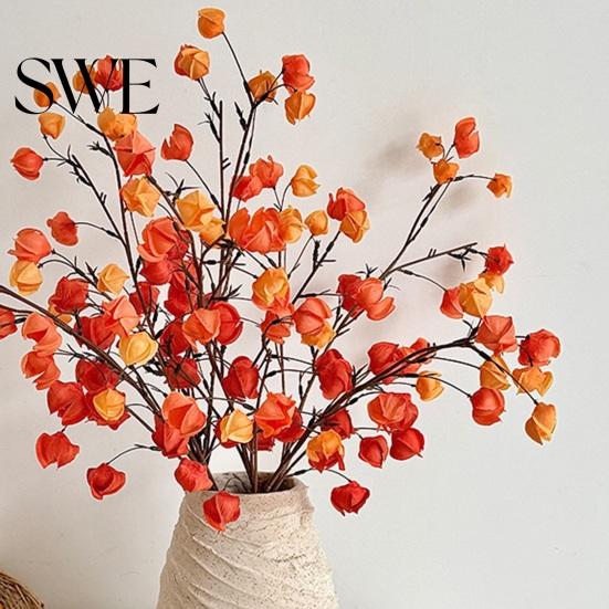 Realistic Artificial Flowers Chinese Lantern Stems Orange Fake Koelreuteria Branch 31.5 Inch Plant Tall Faux Silk for Vase Farmhouse Kitchen