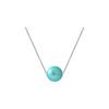 Pearls & Colors - AAA+ Round Freshwater Cultured Pearl Necklace 9-10 Mm Turquoise Blue - Venetian 925 Sterling Silver