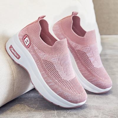 Fashion Sneakers for Women 2024 New Spring Mesh Breathable Sport Shoes Fashion Wedge Platform Casual Slip On Ladies Vulcanized Shoes