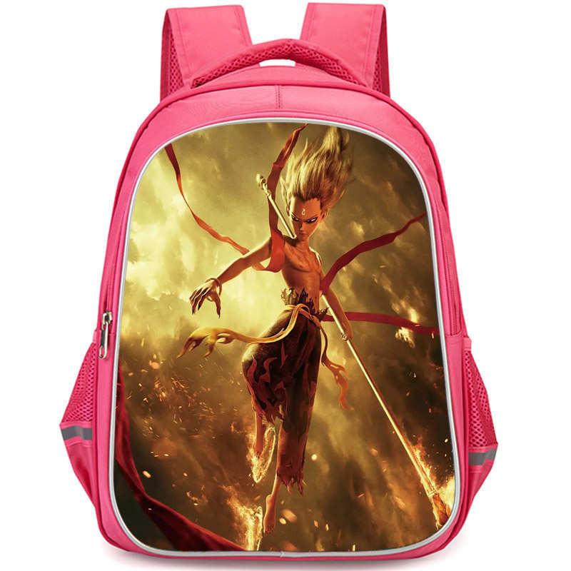Nezha 2 Mo Tong Nao Hai Ao Bing Girls School Backpack Lightweight Oxford Bookbag Large Capacity For Elementary Students