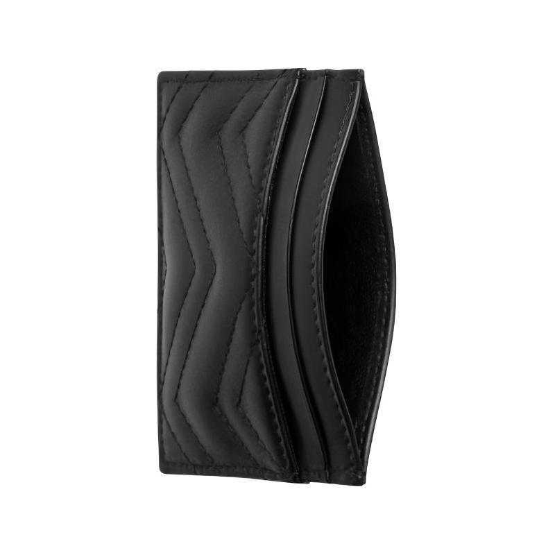Gucci GG Marmont brand logo embossed herringbone leather card holder regular women's black