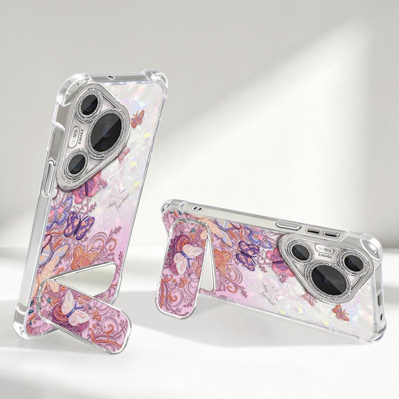 Pink butterfly is suitable for Huawei p80Pro mobile phone case p90 new p70 high-value 90pro bracelet anti-drop case.