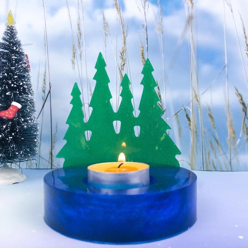 3D Kerzenständer Silikonform Kaninchen/Kiefernwälder Geformte Kerzenständerformen Gips Kerzenhalterform Heimdekorationen