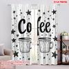 2pcs,2D Plane Printing Curtains Roller Blinds Coffee Stars Versatile Durable Polyester (without Rod) Decorations Inside Perfect