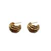 Three-dimensional pleated metal ring earrings, earrings, light luxury, fashion, high-end personality, unique French retro and simple earrings
