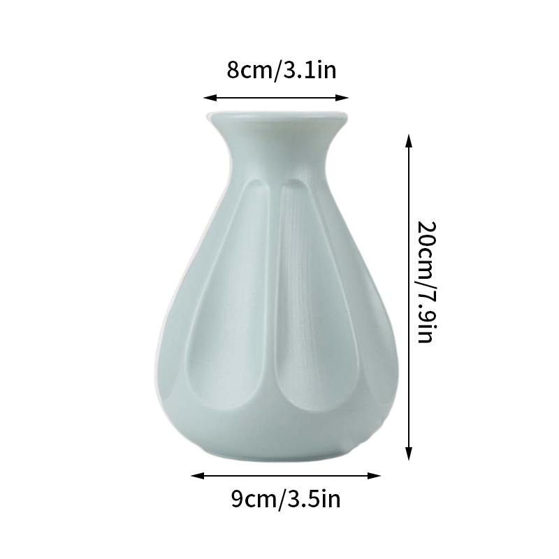 Imitation Ceramic Flower Vase Nordic Solid Color Plastic Dried Plants Vase Flower Arrangement Container Home Living Room Decor