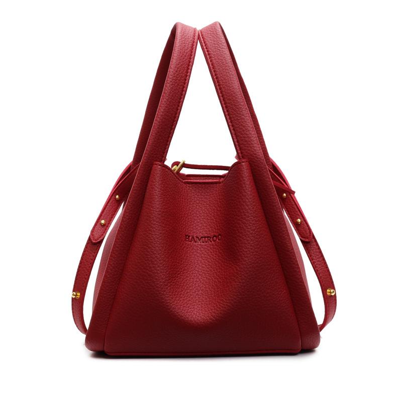 Fashion Niche Design Portable Vegetable Basket Bucket Bag Women's Casual Lychee Pattern Single Shoulder Child and Mother Bag