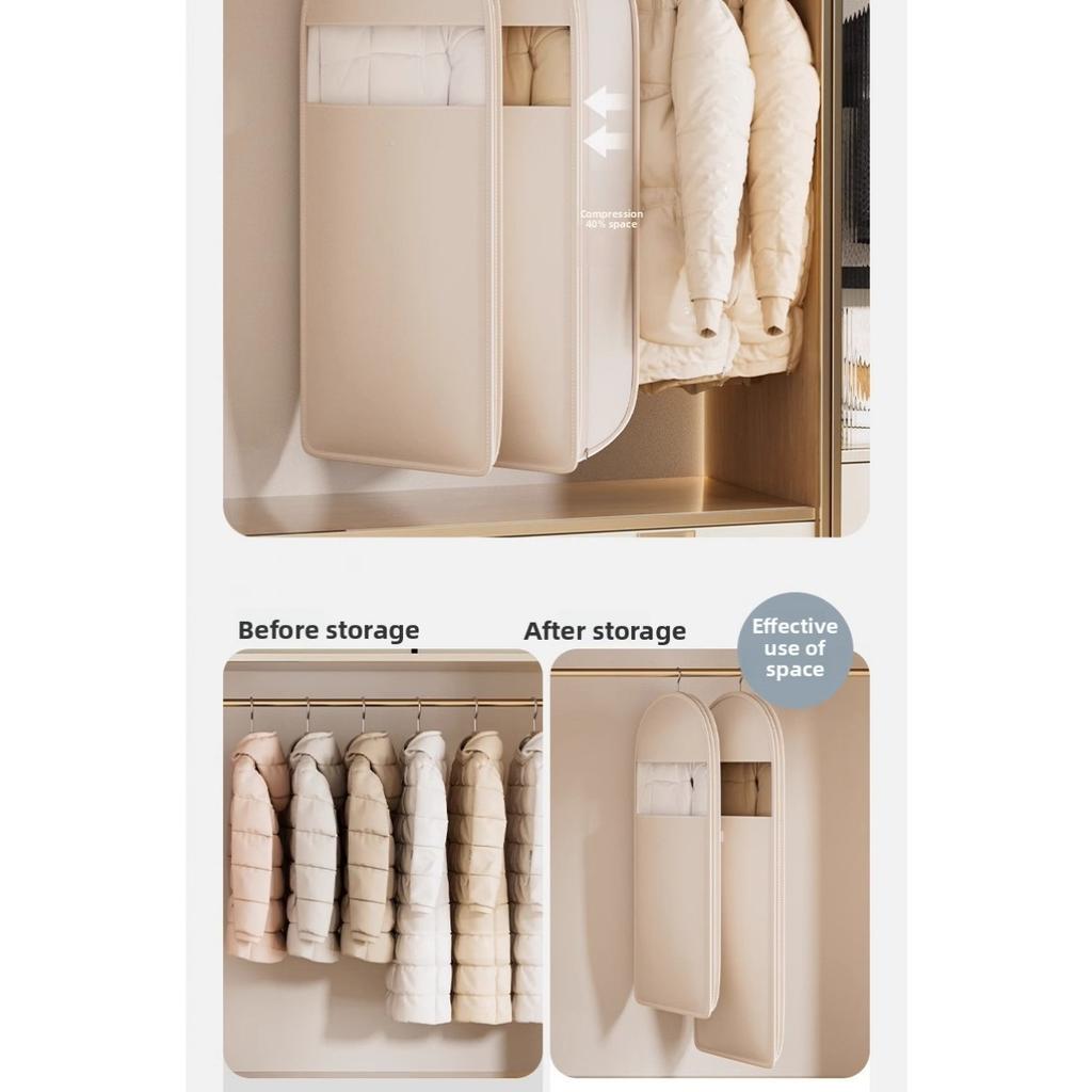New Down Jacket Compression Dust Cover Wardrobe Clothes Dust Bag - Hanging Household Transparent Garment Hanger Bags, Space Saving Storage Organizer