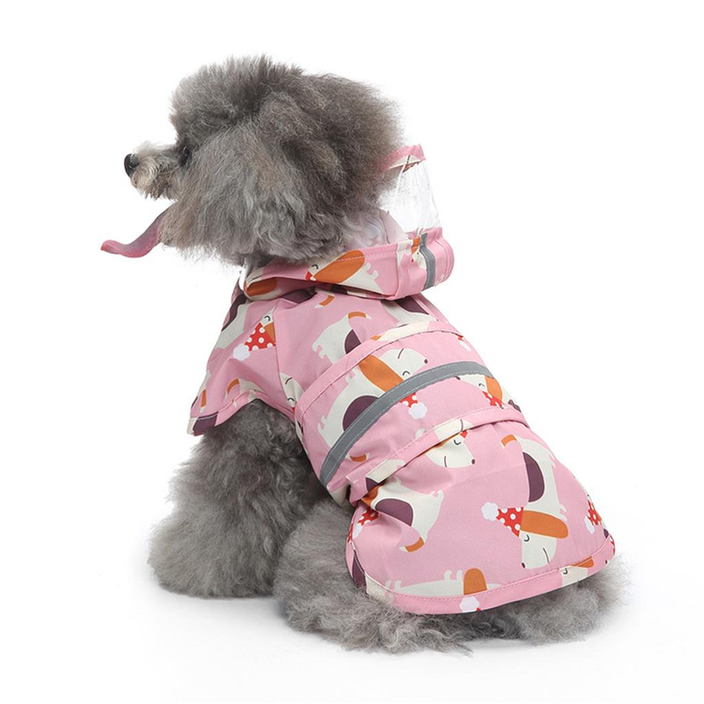 Lightweight Waterproof Rainwear Small To Large Dogs and Puppies Ponchos Hood Reflective Strip Rainwear with Hood
