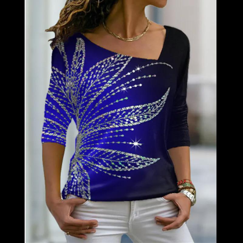 Модные женские футболки с нерегулярным диагональным воротником — фото 8