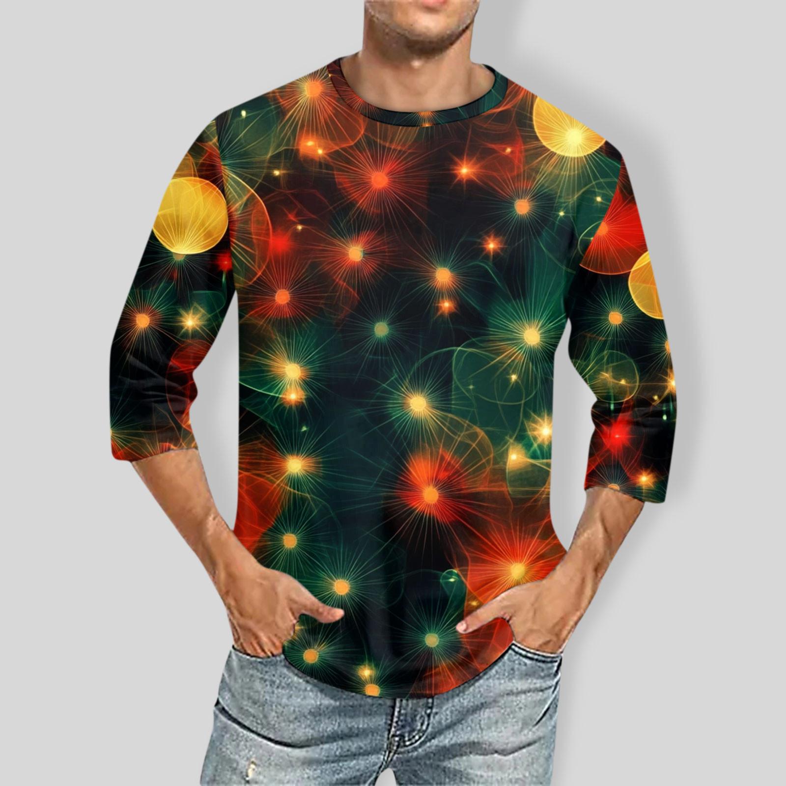 

Мужская повседневная модная футболка с круглым вырезом и рукавом три четверти XXL киноварь