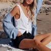 Lässige und bequeme Sommer-Shorts für Damen mit Kordelzug und dekorativen Taschen