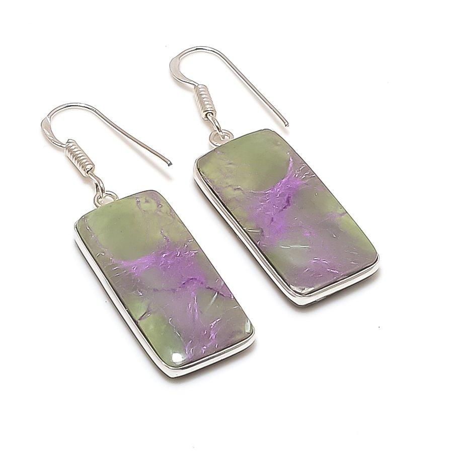 Natural Purpurite Gemstone 925 Sterling Silver Jewelry Earring 1.81  AE-12287
