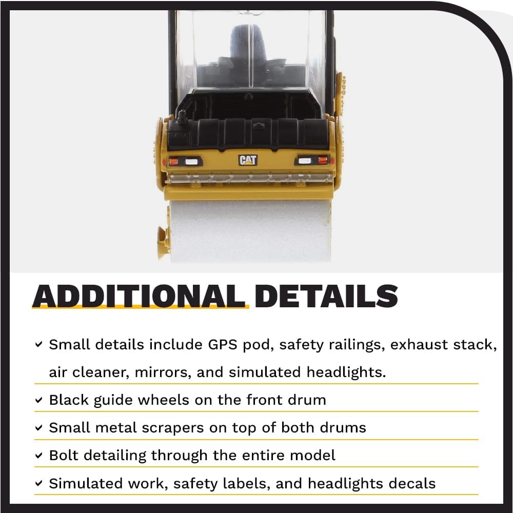 1/64 Diecast Masters Caterpillar CB-13 Roller with ROPS, Play & Collect Series Cat Trucks & Construction Equipment