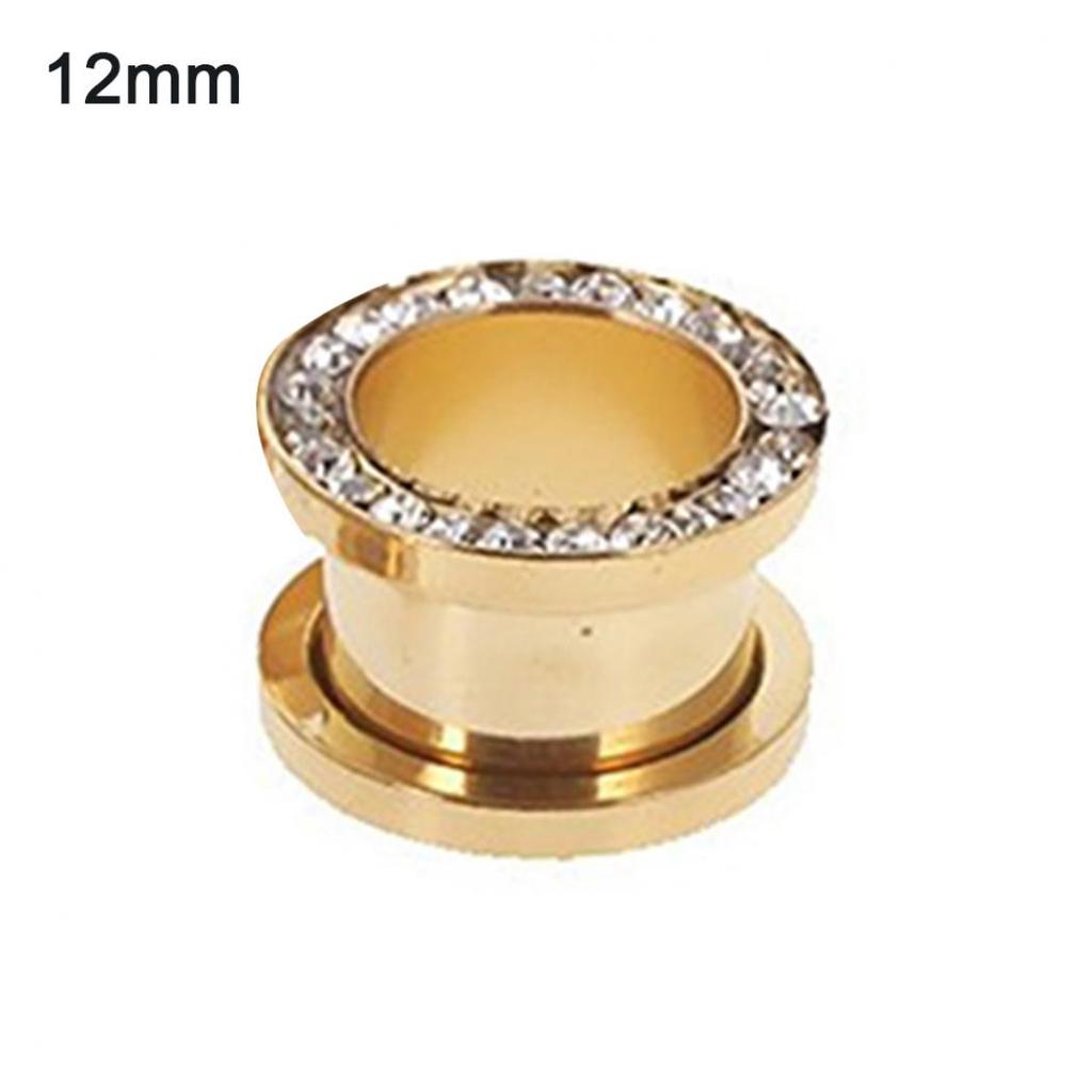 1Pc Stainless Steel Rhinestone Inlaid Plating Ear Plug Earring Piercing Jewelry