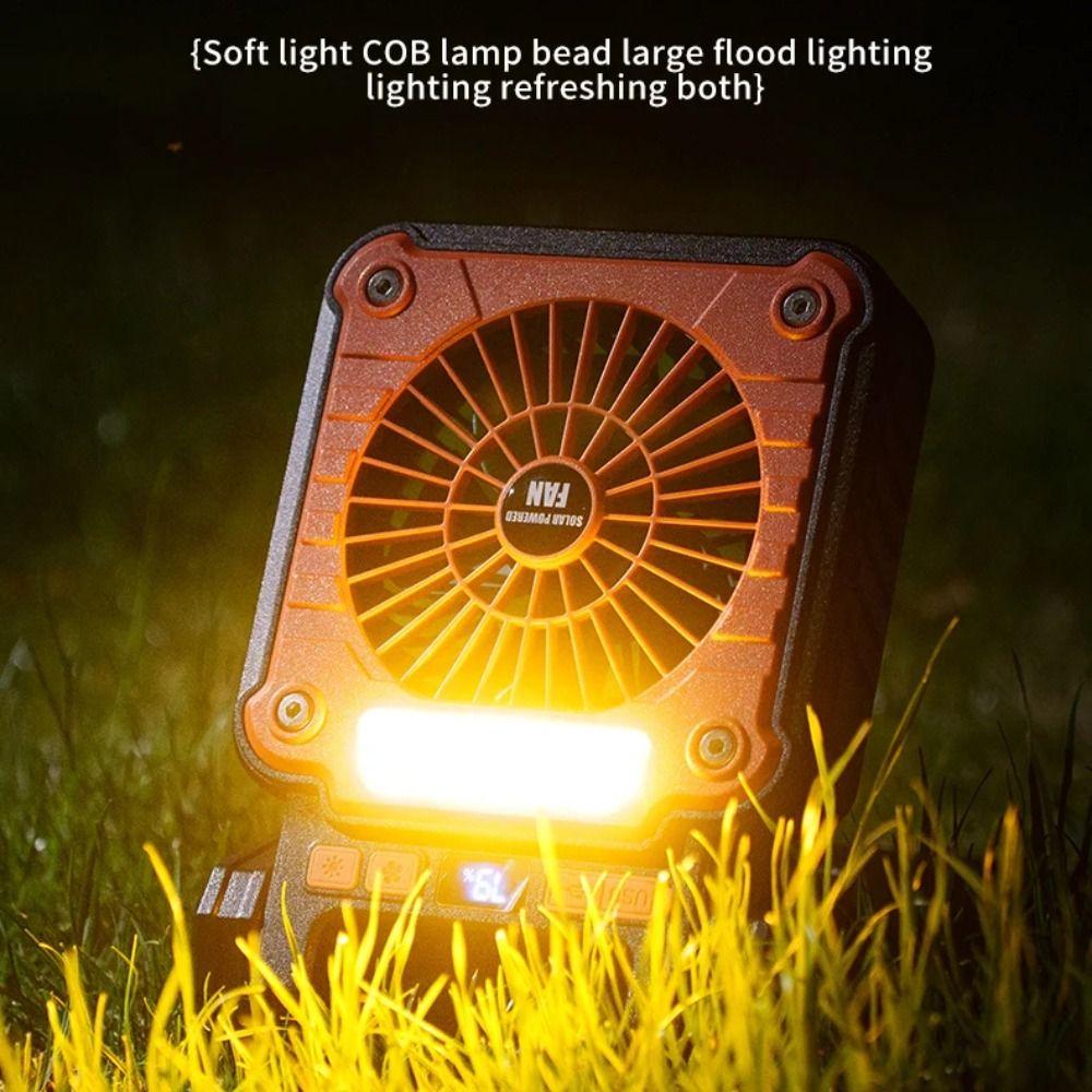 Green/Orange Portable USB Fan Folding Design Solar Electric Fan LED Camping Light  Hiking