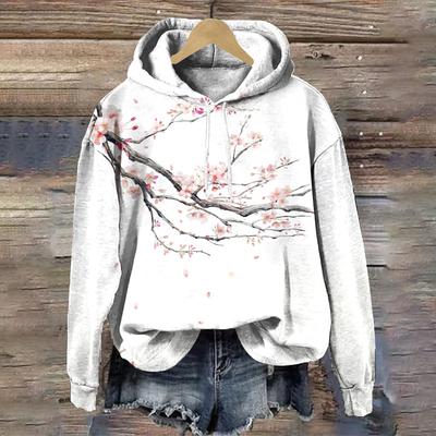 Traditional Chinese Painting Pattern Flower Fashion Women's Hoodie Designer Women's Sweatshirts Autumn Loose Tops Y2K Clothes