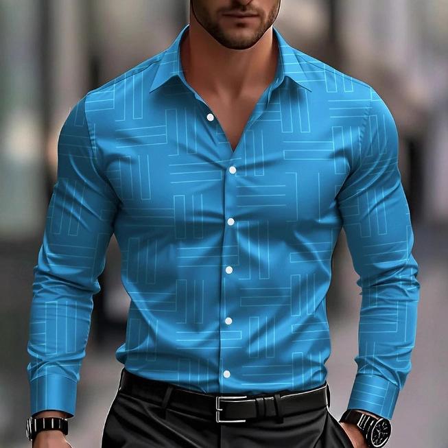 European and American Men's Clothing Casual Personality Trendy Men's Long-sleeved 1D Digital Printing Shirt Large Size Shirt Casual Versatile
