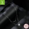 Heart-Shaped One-Carat Moissanite Double-Layer Clavicle Chain, Light Luxury And High-End S925 Sterling Silver Necklace.
