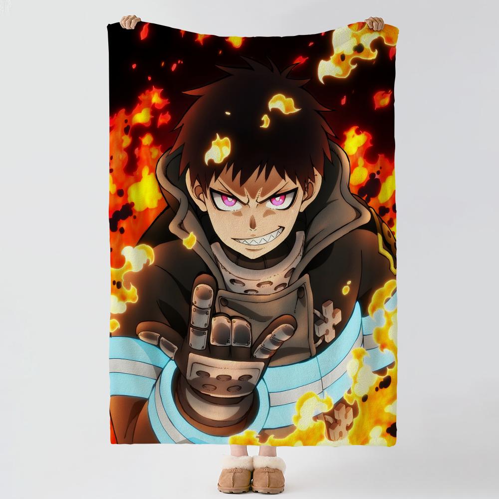 anime F-Fire Force-e Throw Thick Comfort Flannel Quilt, Multi-scene Use Indoor Outdoor Daily Nap