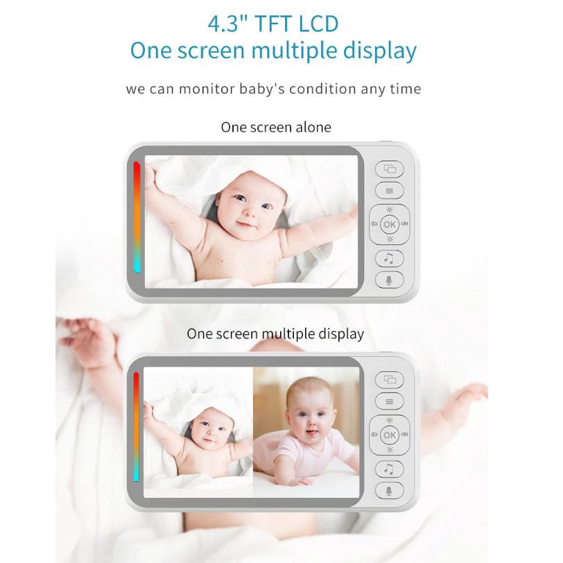 Babyphone 4,3" Drahtlos Video Hohe Farbauflösung Baby Nanny Sicherheitskamera Temperaturüberwachung