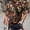 Fierce Tiger Animal Pattern Men's T-Shirts Short Sleeve 3D Animal Printed Trend Street Tee Oversized T Shirt Men Clothing Tops