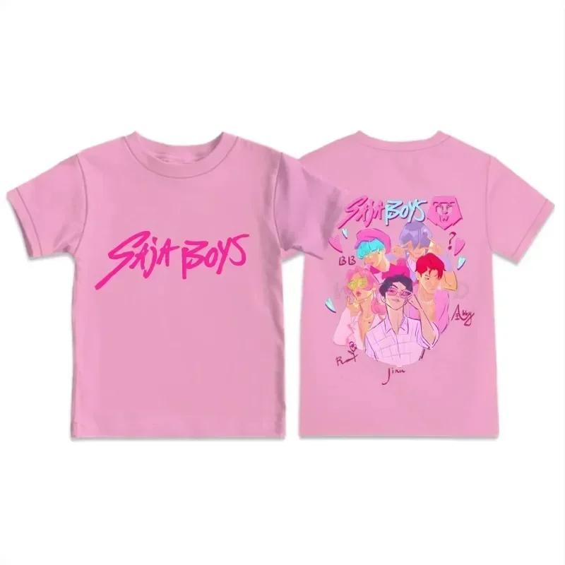 Children's T-shirt Anime Kpop Devil Hunter Print Summer Fashion Casual Boy and Girl Round Neck Short Sleeved Top