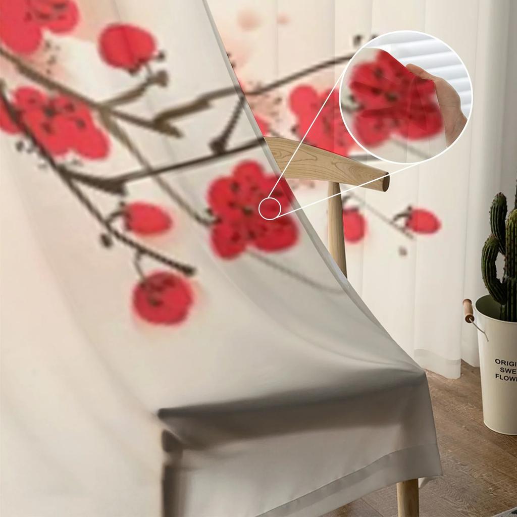 Διαφανείς κουρτίνες από άνθος δαμάσκηνου και πεταλούδα για παράθυρο σαλονιού Διαφανές τούλι κουρτίνα κουρτίνες κρεβατοκάμαρας Διακόσμηση σπιτιού