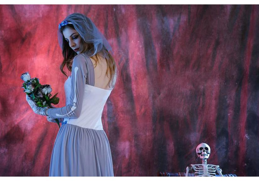 White Zombie Ghost Bride Halloween Costume for Cosplay, Masquerade, Nightclub, and Stage Performance