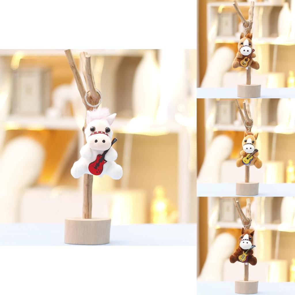 Plush Pony Keychain With Guitar Shape Soft Toy For Girls Gift And Bag Decor