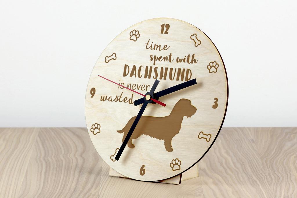 Dachshund Wire-haired, Wiener dog, Badger dog - clock with dog, wooden clock with engraving, personalised clock by Art-Dog