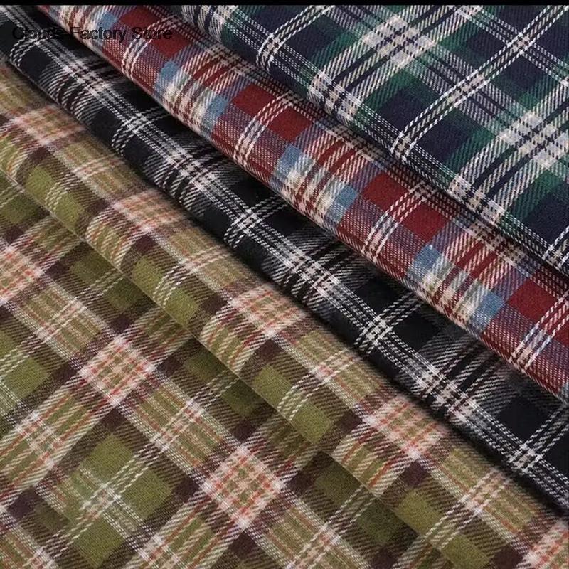 50x145cm Plaid Scottish Plaid Dense Twisted  Elastic Free Fabric JK School Dress Suit Fabric Hair accessories Curtain