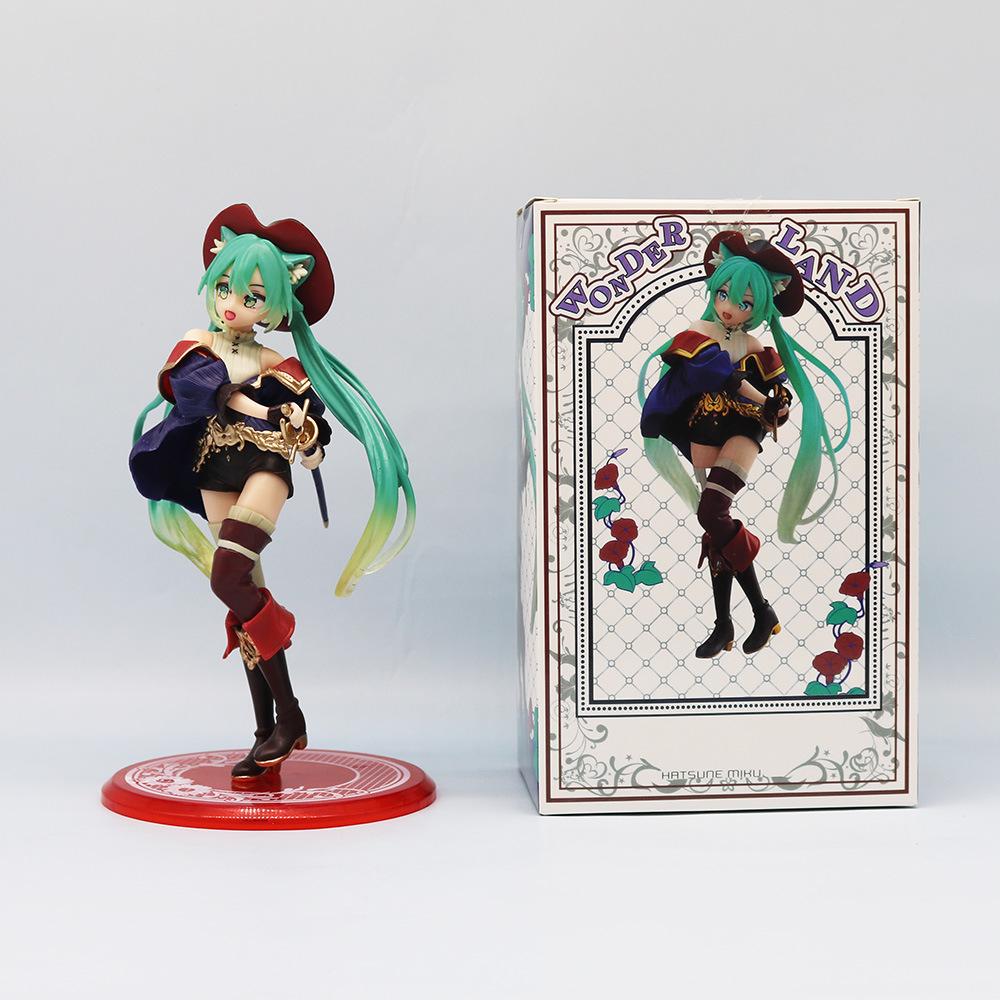 Anime Hatsune Miku Figure Fairy Tale Wonderland Hatsune Miku Puss In Boots Kawaii Action Figures Adult Collection Model Toy Gift