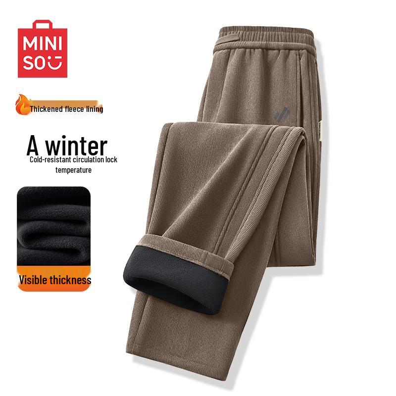 MINISO Men's Fleece-Lined Knitted Jogger Sweatpants