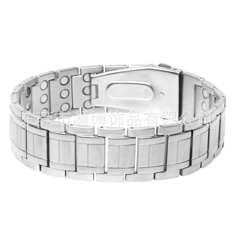 Mens Titanium Steel Geometric Bracelet With Magnetic Clasp Stylish Minimalist Wristband Daily Wear