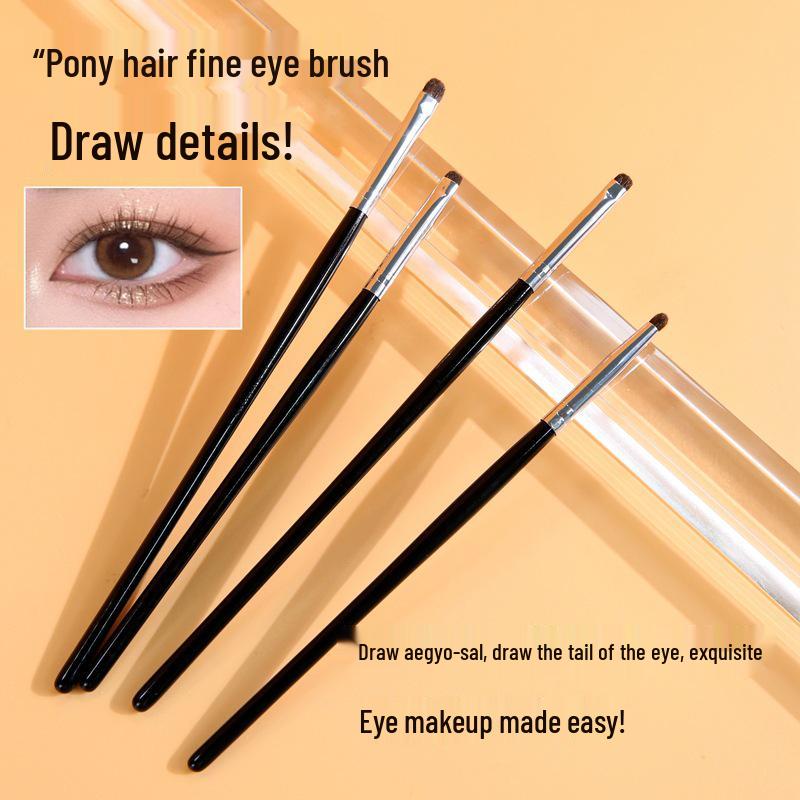Pony Hair Eyeshadow Brush Set: 4-Piece Fine Eye Makeup & Under-Eye Blending Tools