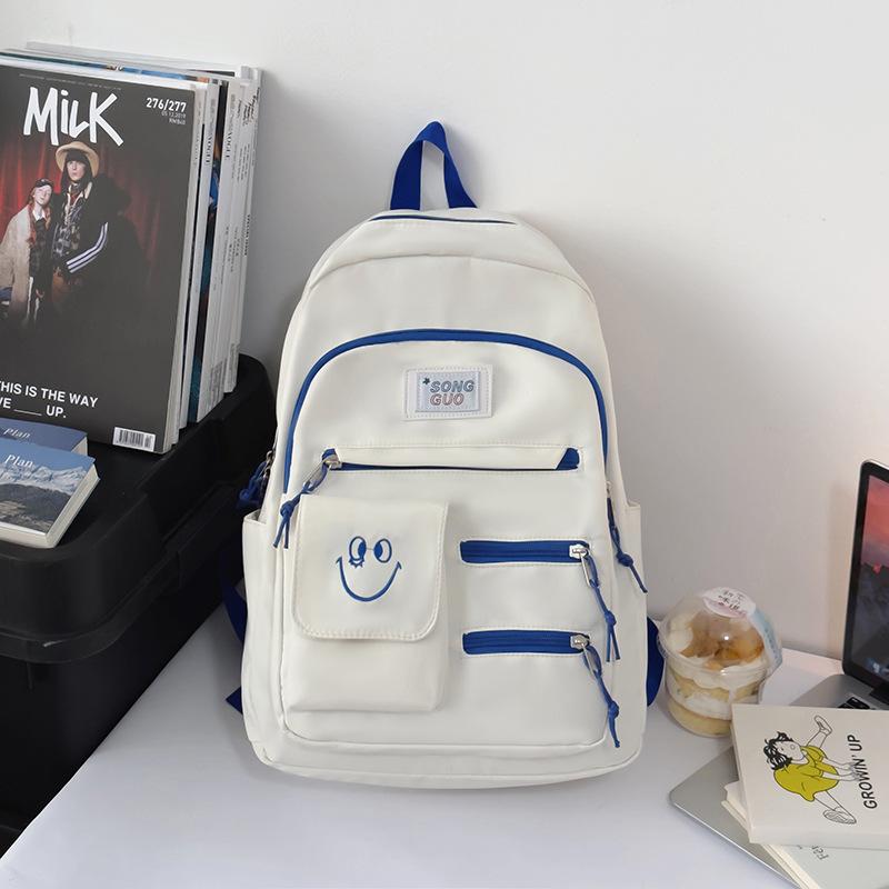 

New nylon backpack, large capacity, fresh texture, stylish and simple, large capacity, computer bag, travel backpack синий