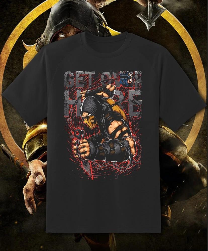 

Mortal Kombat Scorpion Get Over Here! 80 s Shirt Adult & Youth Sizes! Fast Ship! S разноцветный