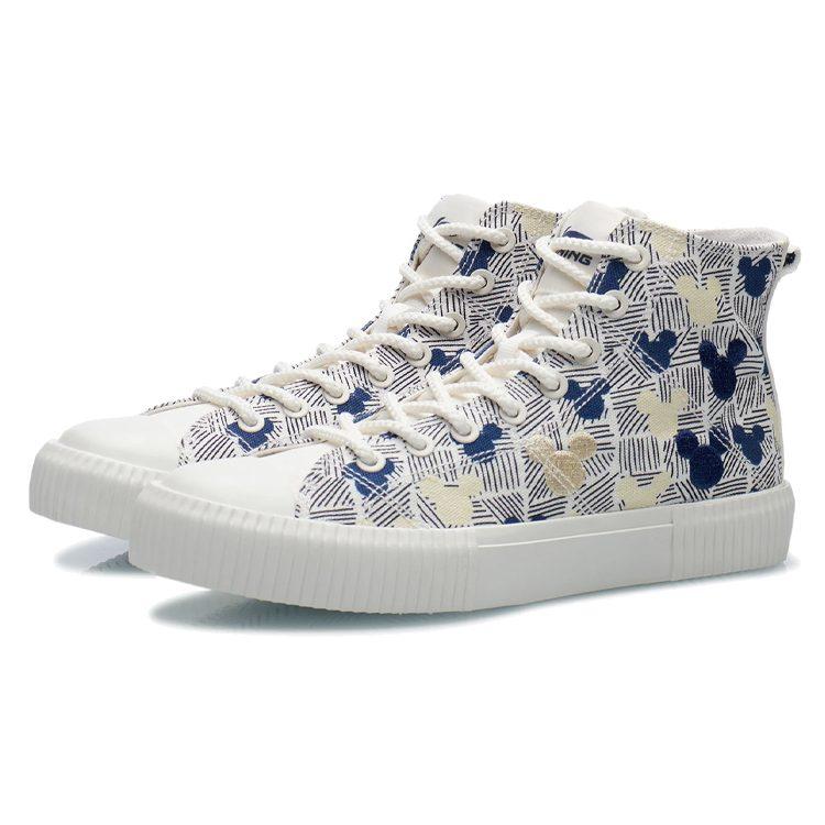 Li Ning X Disney Canvas Hi Shoes 'White Blue Yellow' Women's AGCR284-3