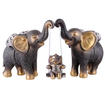 Ensemble de 3 pièces décoratives d'éléphants pour articles de décoration intérieure, décoration de table, salon, boîtes cadeaux pour mariages, fêtes, pendaison de crémaillère