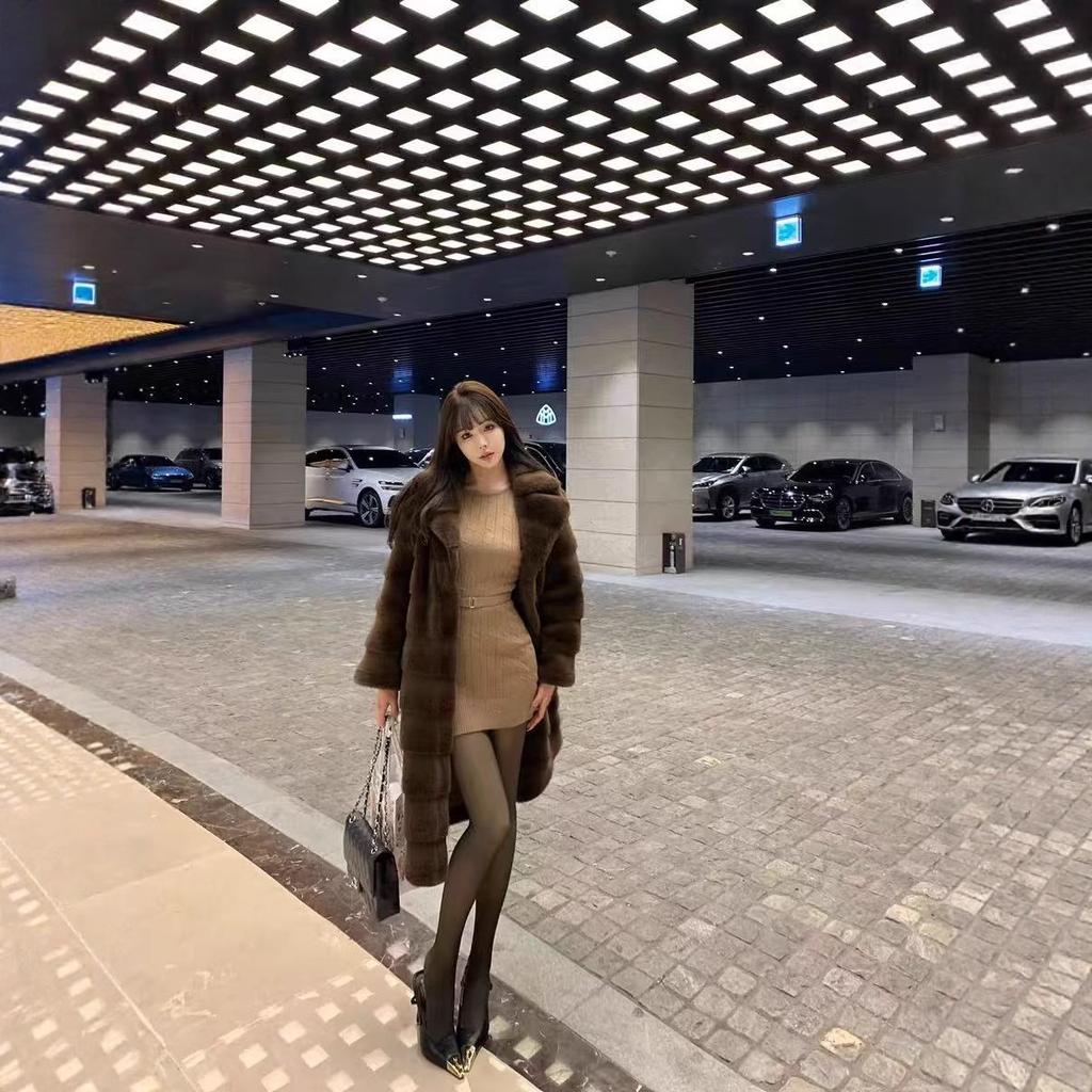 Mink Fur Women's Coat Mink Coat One Size Long